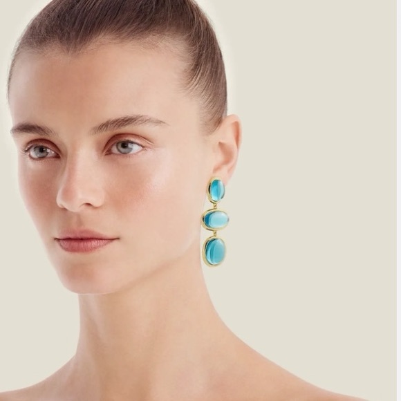 J. CREW GLASS CAB TRIPLE-DROP EARRINGS - Picture 7 of 8